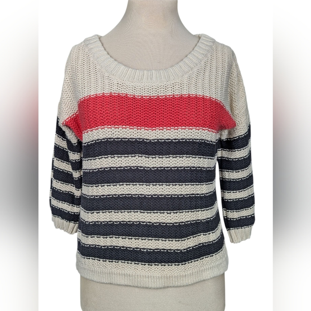 Host Pick -Anthropologie Pure Handknit Nautical Insp Lace Back Crew Neck Sweater